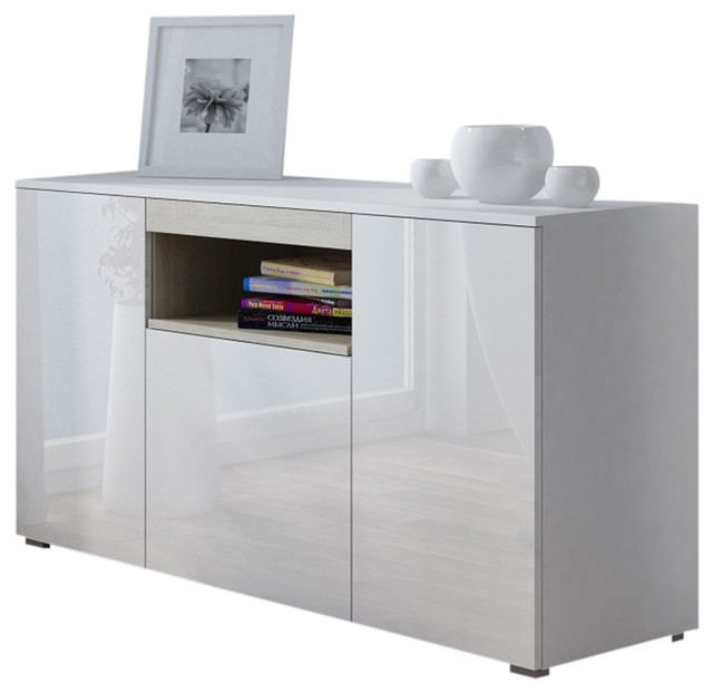 Viva White Gloss Sideboard Contemporary Buffets And Sideboards Viva White Gloss Sideboard Sonoma Oak
