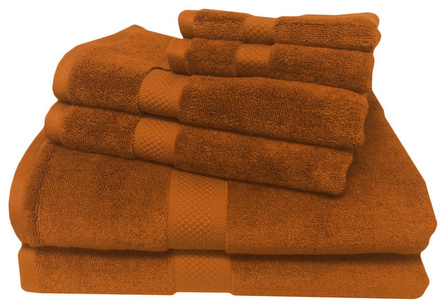 6-PC Super Soft Rayon Bamboo Cotton Towel Set, Copper