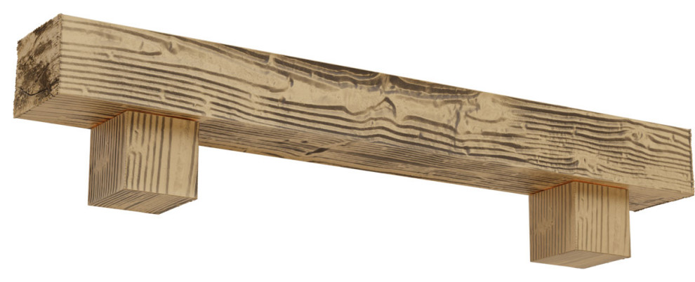 Sandblasted Faux Wood Fireplace Mantel Kit w/ Alamo Corbels