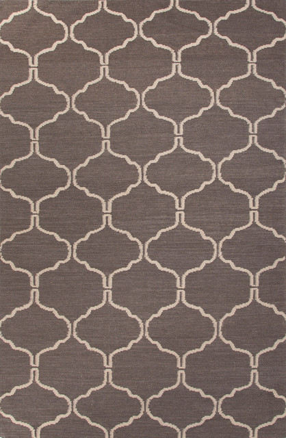 Flat-Weave Moroccan Pattern Wool Gray/Ivory Area Rug (8 x 10)