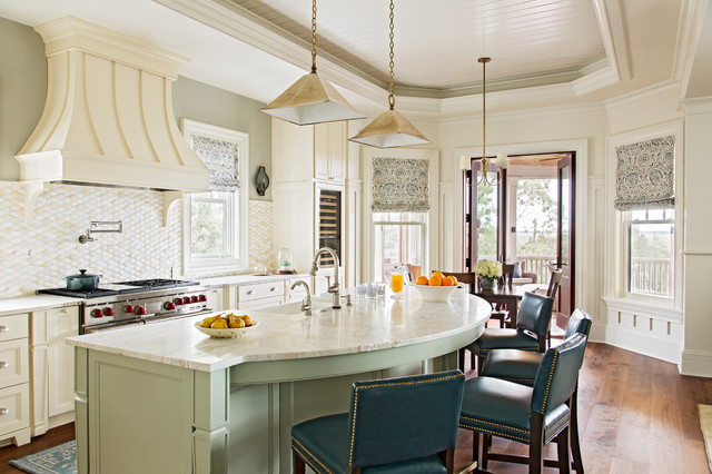 Awendaw Retreat Open Kitchen Island And Tray Ceiling Beach