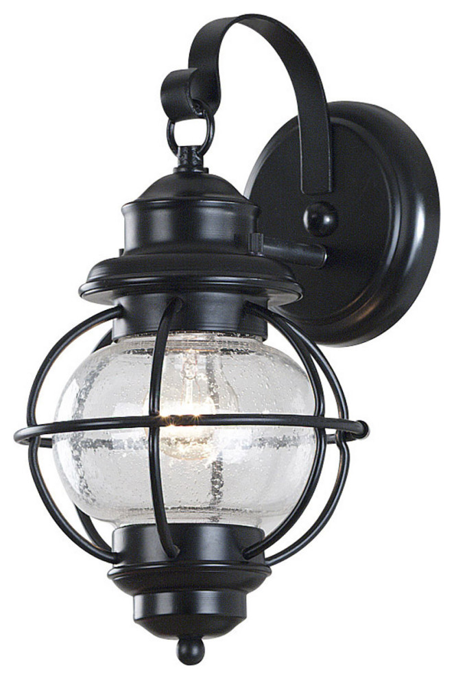 Hatteras Outdoor Wall Light, Black, 10" Beach Style Outdoor Wall