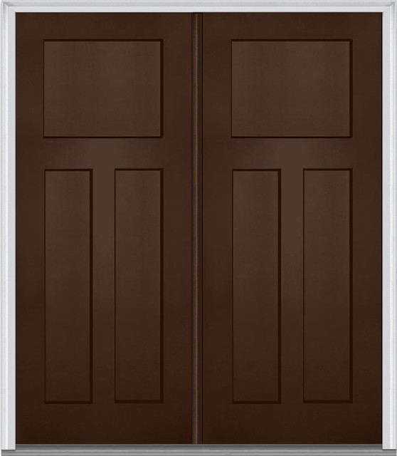 3 Panel Shaker Fiberglass Mahogany Double Door - Front Doors - by ...