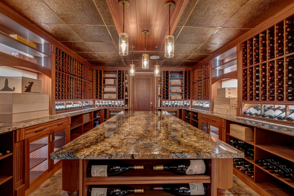 Media room converted into a unique 3,000 bottle wine cellar