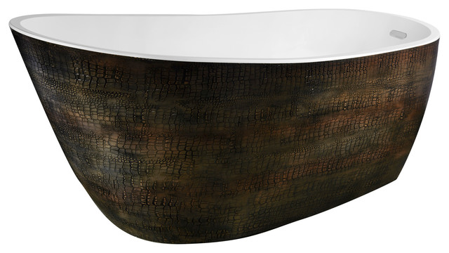 Anzzi Bouie 68"x31" Freestanding Acrylic Oval Soaking Bathtub Caiman Skin