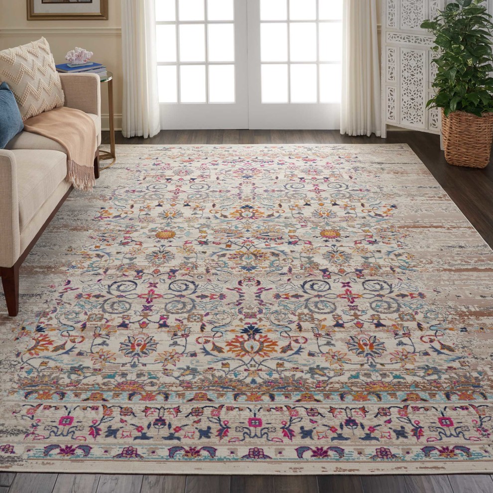 Nourison Vintage Kashan Blue Multicolor Boho Area Rug, 2'x4