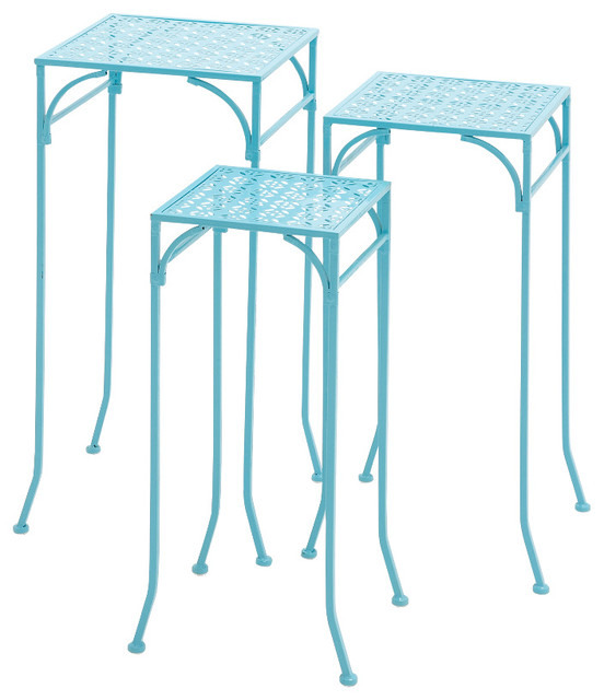 Metal Plant Stand Home Decor Set Of 3 Contemporary Clic And Lovely Inspired Blue Polished Beautiful Metal Plant Stand Set Of 3