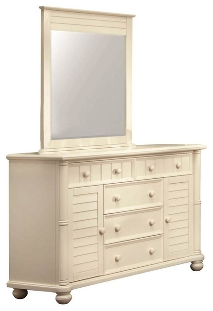 Dresser With Mirror In Antique White And Cream Finish