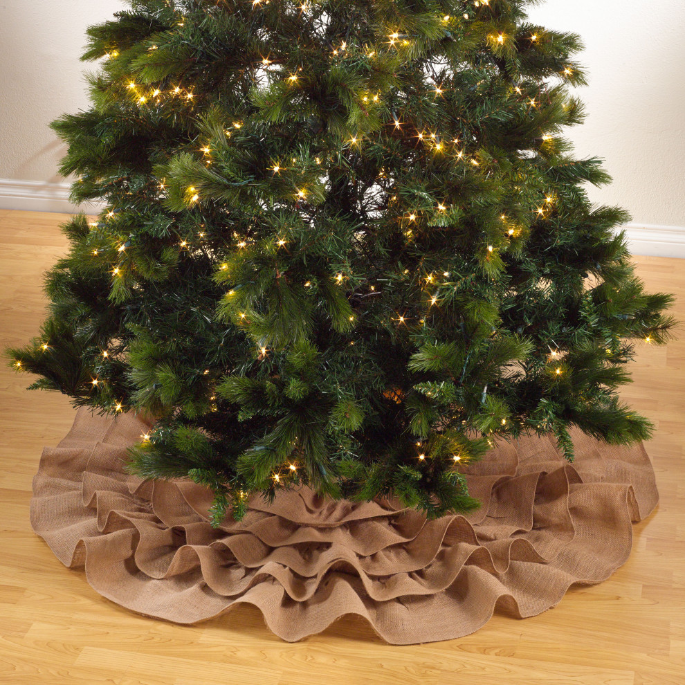 Ruffled Design Christmas Tree Skirt, 72" Modern Christmas Tree