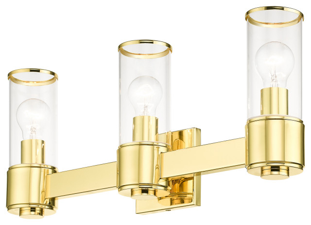 Livex Lighting Quincy 3-Light Polished Brass Vanity Sconce ...