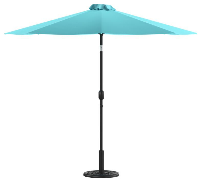 Flash Furniture Sunny Teal Umbrella & Black Base Set GM-402003-UB19B-TL-GG