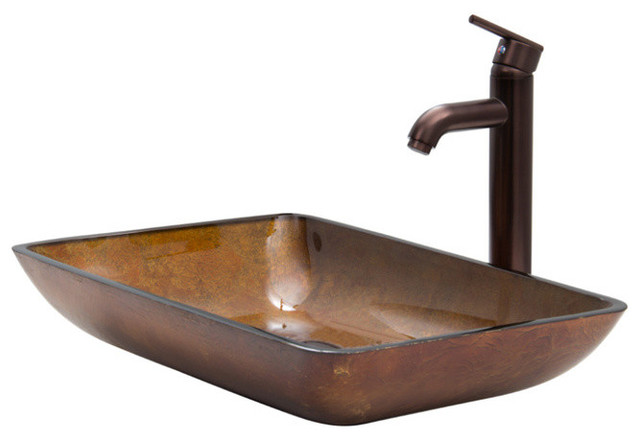 VIGO Rectangular Russet Glass Vessel Sink and Faucet Set ... VIGO Rectangular Russet Glass Vessel Sink and Faucet Set ...