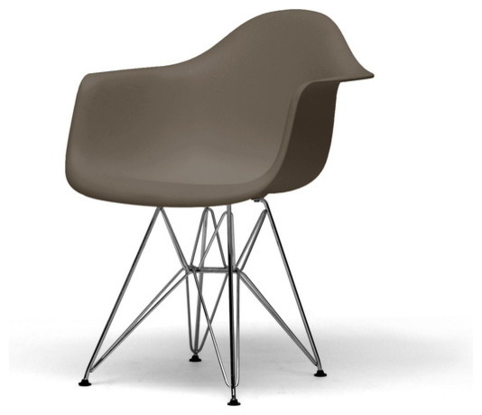 Baxton Studio Dario Taupe Plastic Mid-Century Modern Shell Chair (Set of 2)
