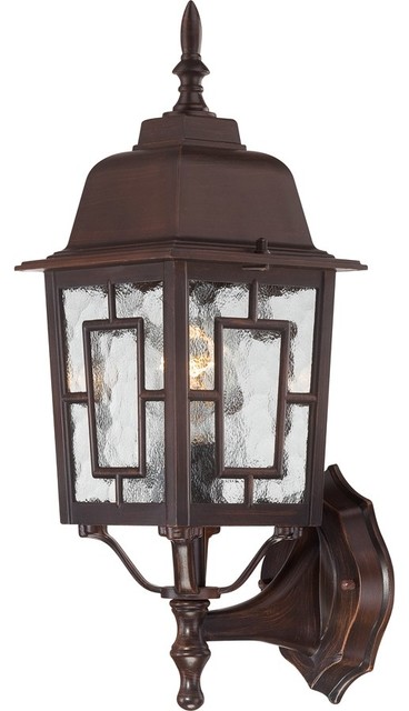 Nuvo Banyan 1-Light 17" Outdoor Wall, Clear Water Glass, Rustic Bronze, 60-4925