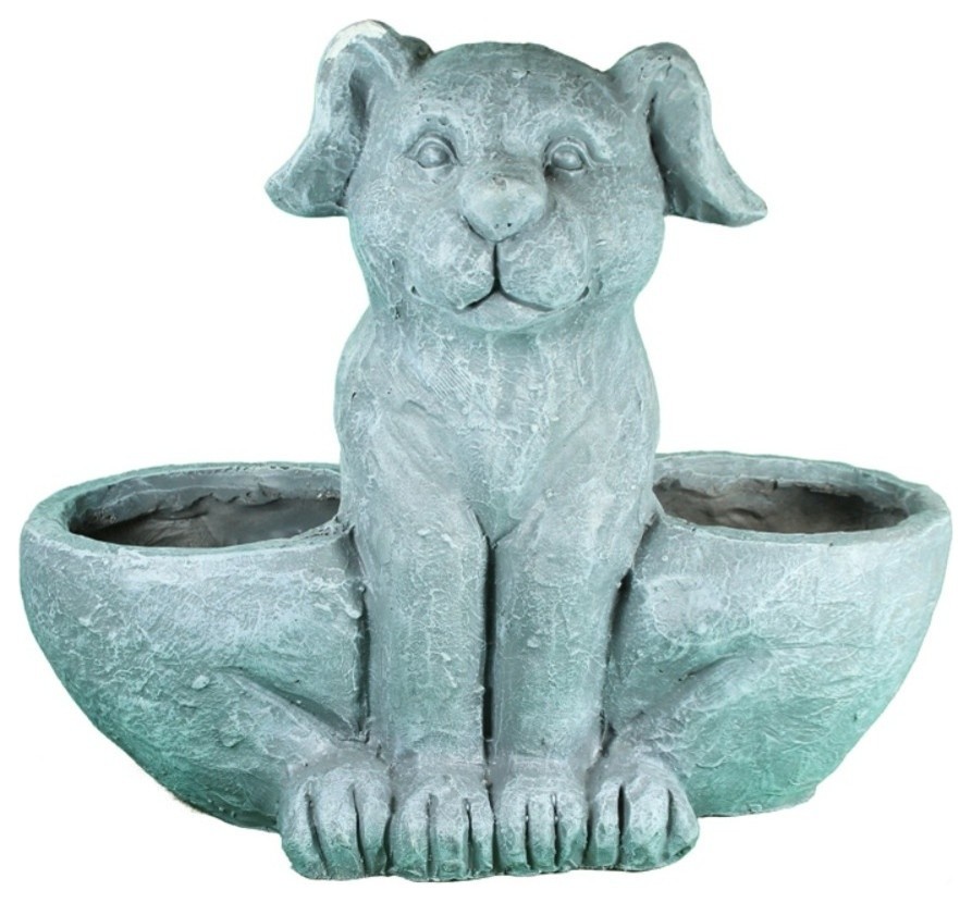 Dog Planter, Gray Contemporary Outdoor Pots And Planters by Benzara, Woodland Imprts, The