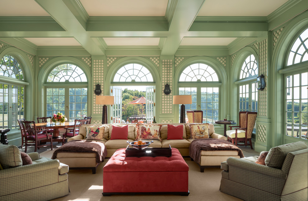 Inspiration for a transitional sunroom in New York with a standard ceiling.