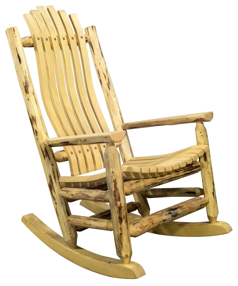 Montana Adult Log Rocker, Exterior Finish - Rustic - Outdoor Rocking ...