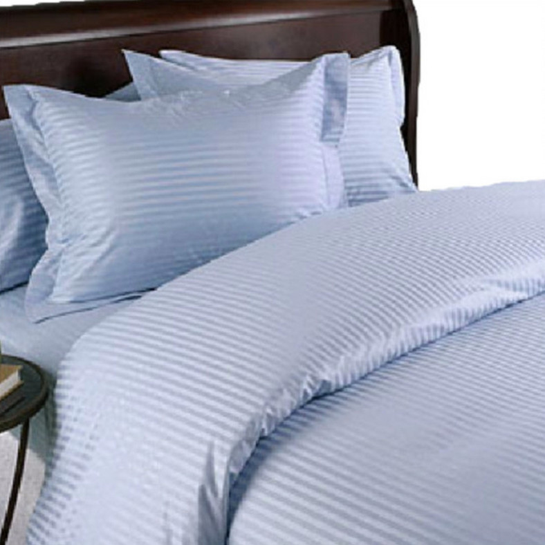Blue Stripe Full Goose Down Comforter 8-Piece Bed In A Bag