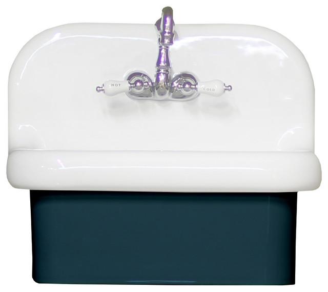 Wall Mount High Back Bath Sink Deep Basin Farm Navy Wall Mount High Back Bath Sink Deep Basin Farm Navy