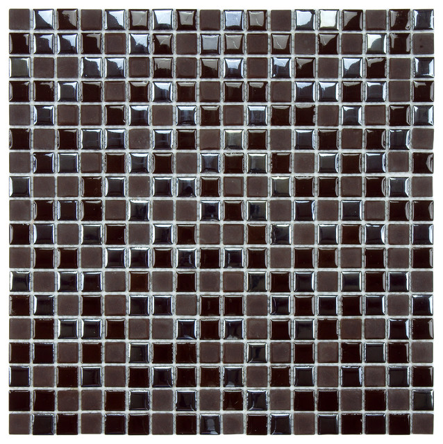 SomerTile 11.75x11.75-inch Posh Pixie Brown Porcelain Mosaic Tile (Set of 10)