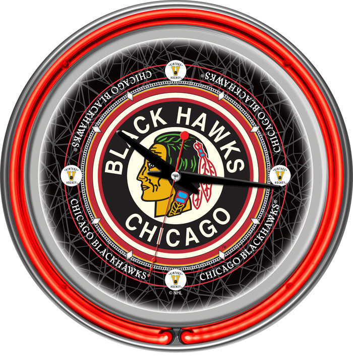 NHL Vintage Chicago Blackhawks Neon Clock - 14 inch Diameter