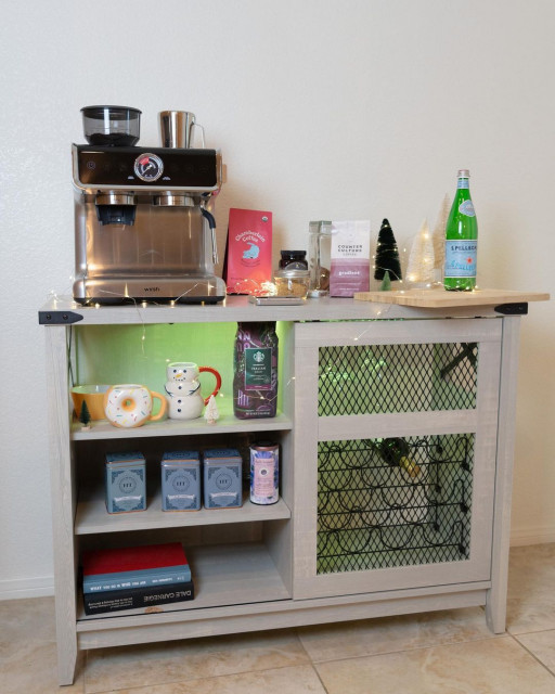 Buffet Wine Glasses Storage Rack with LED Light Midcentury