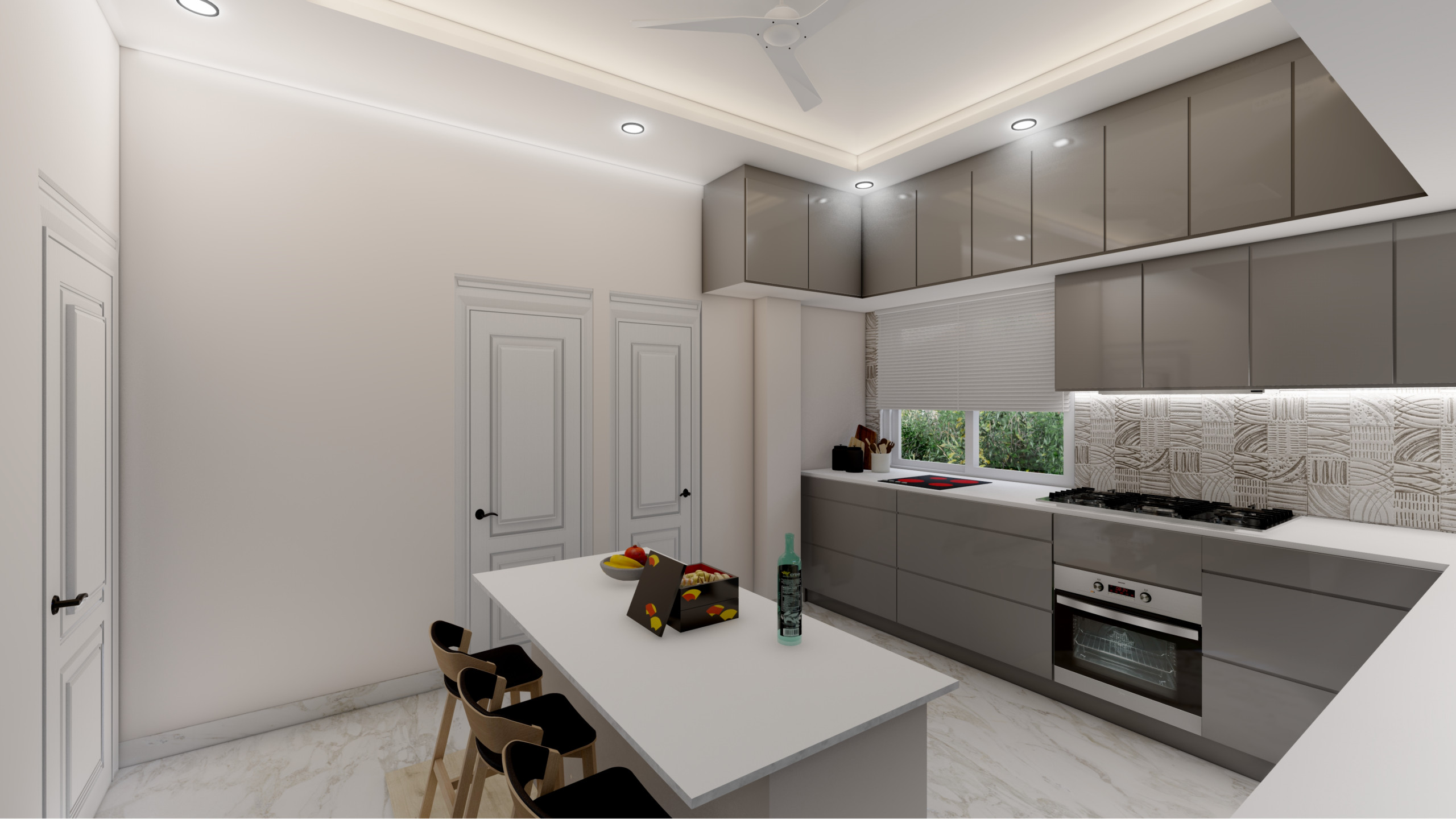 Sleek Grey and White Kitchen Design in Virginia Water