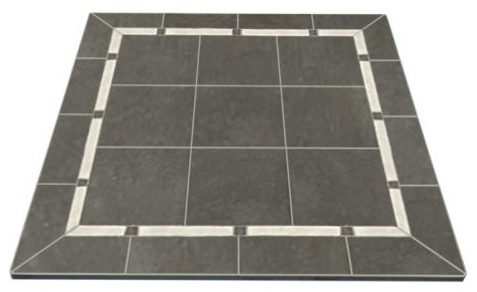 NY Hearth Pewter 32"x32" Tile Hearth Pad, Square Wall