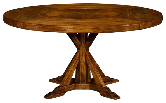 60 Country Walnut Round Dining Table, 84 Inch Round Dining Table With Lazy Susan