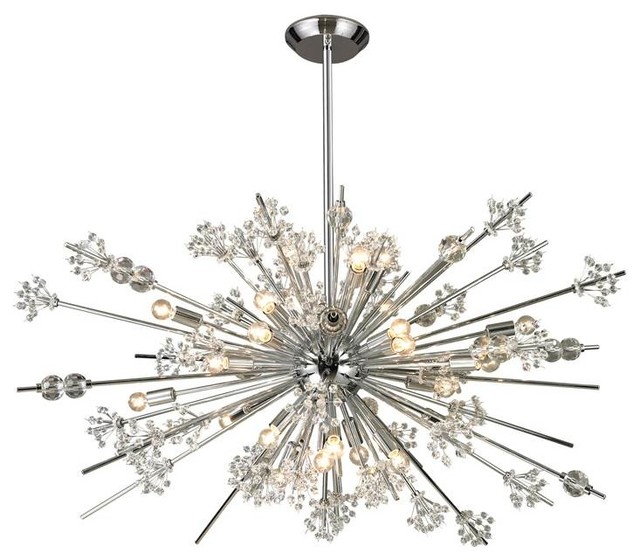 Starburst Modern Crystal & Chrome Chandelier Midcentury Chandeliers