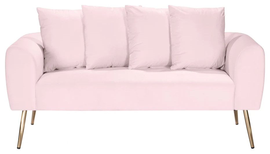 Gladys Velvet Loveseat Pink Midcentury Loveseats by Luxury
