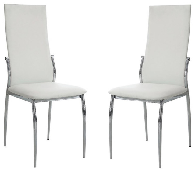 Furniture of America Gera Faux Leather Highback Side Chairs in White (Set of 2)