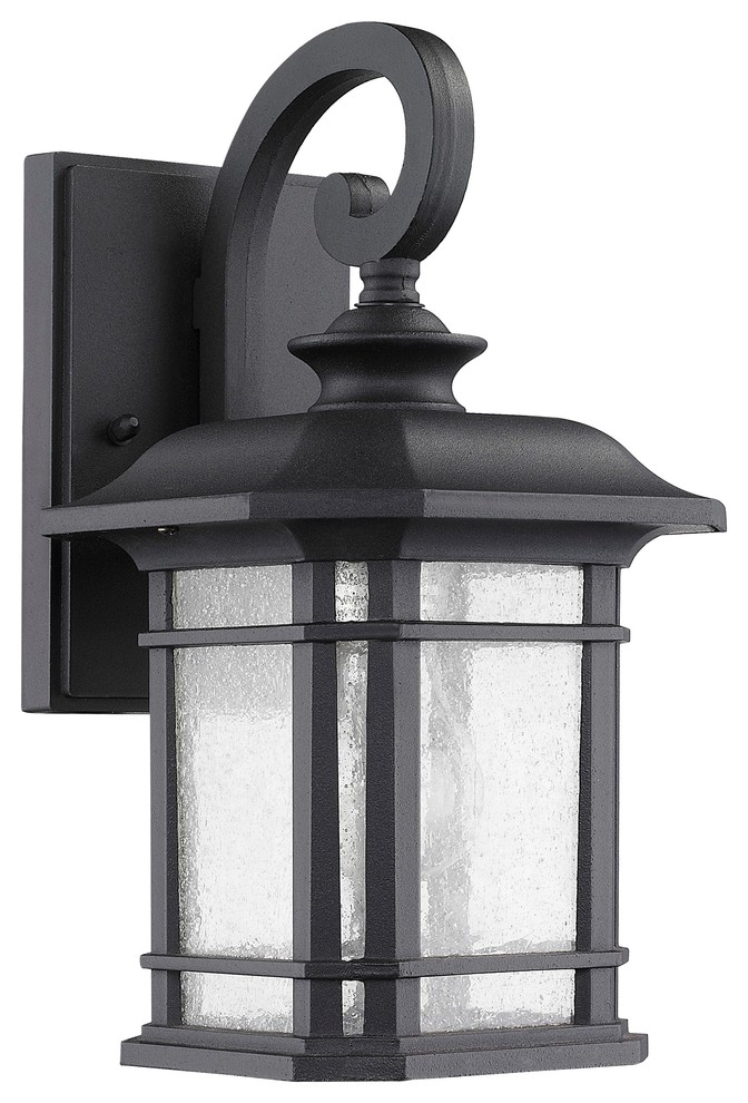 Franklin Transitional 1-Light Black Outdoor Wall Sconce 12" Height