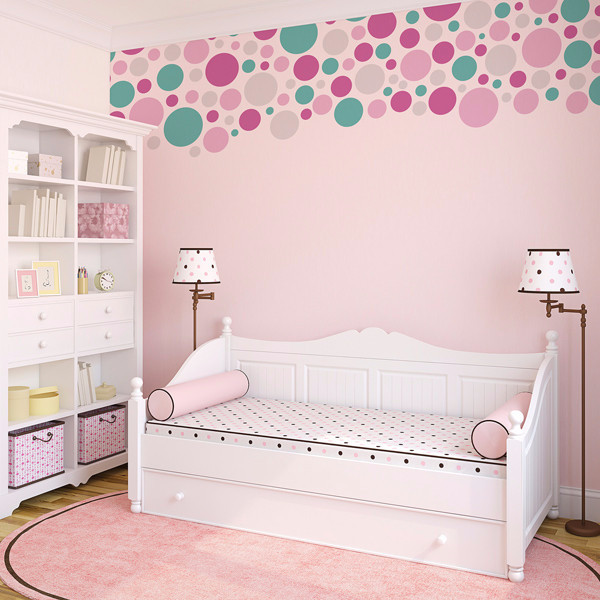 Pink Green Dots Set Wall Decal 1 X1