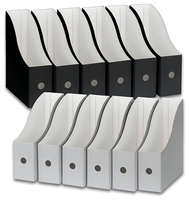 12 Pack Magazine File Holder Organizer Box Contemporary Magazine Racks by Brawbuy Deals
