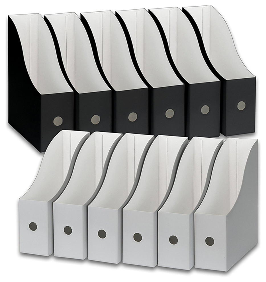 12 Pack Magazine File Holder Organizer Box Contemporary Magazine