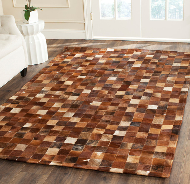 Safavieh Arnold Patchwork Hide Rug Brown And Light Brown