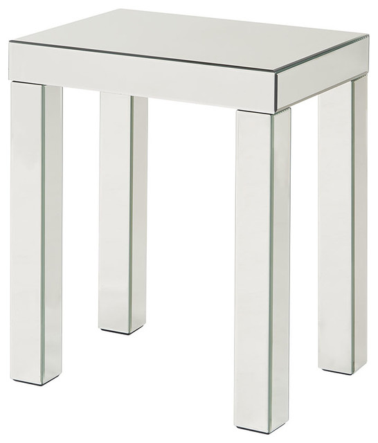 Reflections Accent Table With Silver Mirror Contemporary Side Accent Table With Silver Mirror