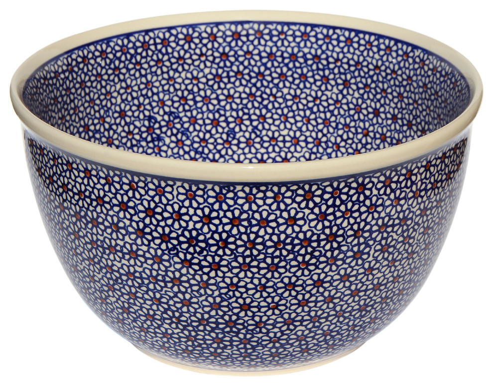 Polish Pottery Mixing Bowl, Large Traditional Mixing Bowls by