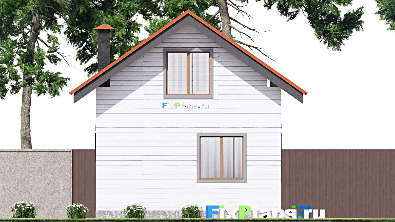 Проект дома с мансардой 7х6 м S40м2 F-15371