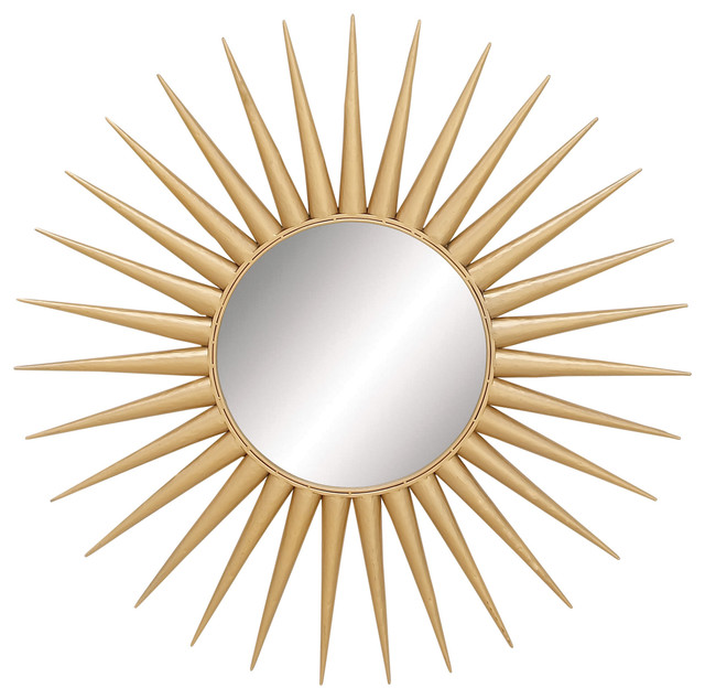 Glam Style Large Round Metallic Gold Sun Mirror 42 X42