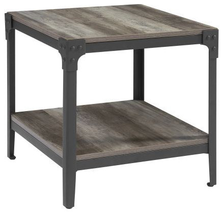 Walker Edison Rustic Wood Set of 2 End Side Table, Gray Wash ...