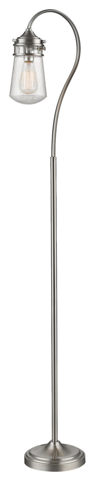 Nickel Celeste Single Light 58" Tall Floor Lamp with Jar Style Seedy Glass Shade