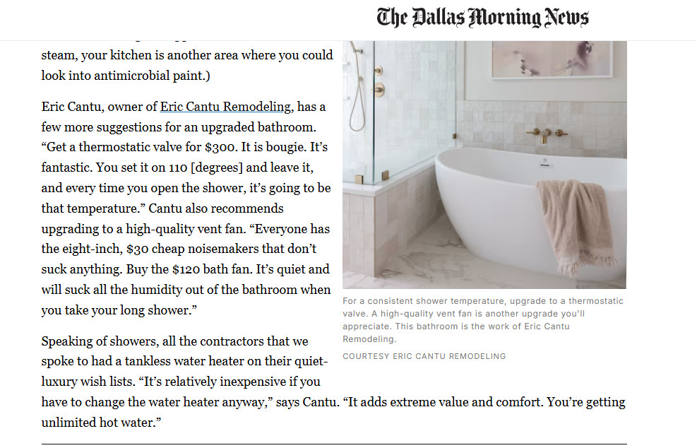 Dallas Luxury Renovation Company Eric Cantu Remodeling Featured in Dallas Morning News