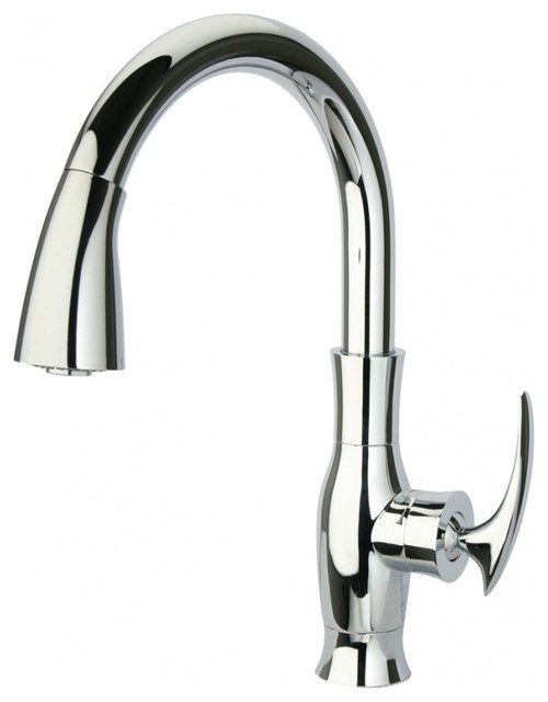 Modern Single Hole Single Handle Kitchen Sink Faucet Pull Down