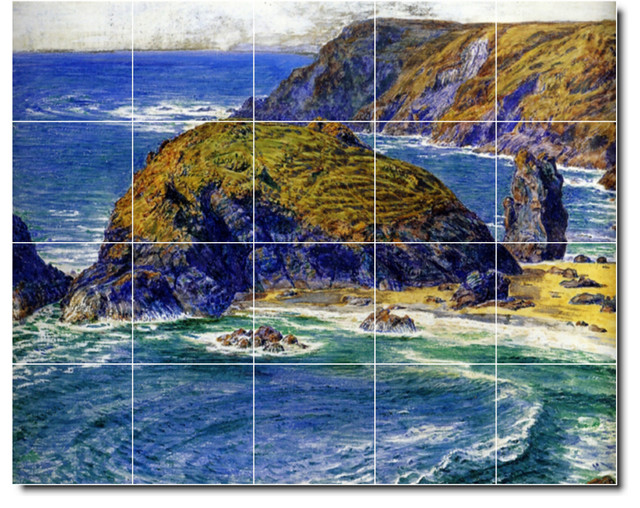 William Hunt Waterfront Painting Ceramic Tile Mural #436, 60"x48"