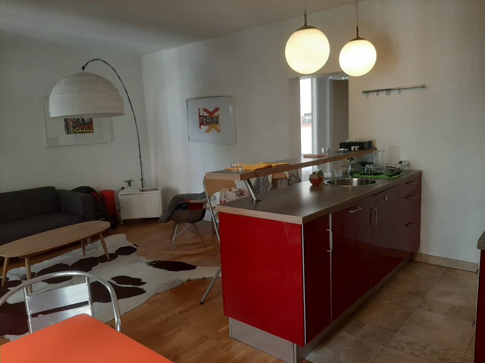 Photo de l'espace cuisine/salon - Avant projet