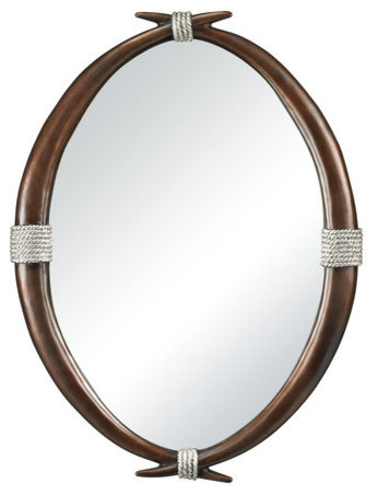 Ludville 39x29 Oval Antler Wall Mirror With Silver Rope Accent