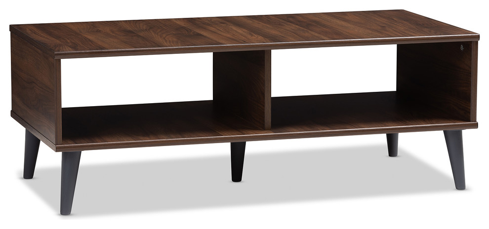 Urban Designs Sterling Wooden Coffee Table, Walnut Brown and Dark Gray Finish