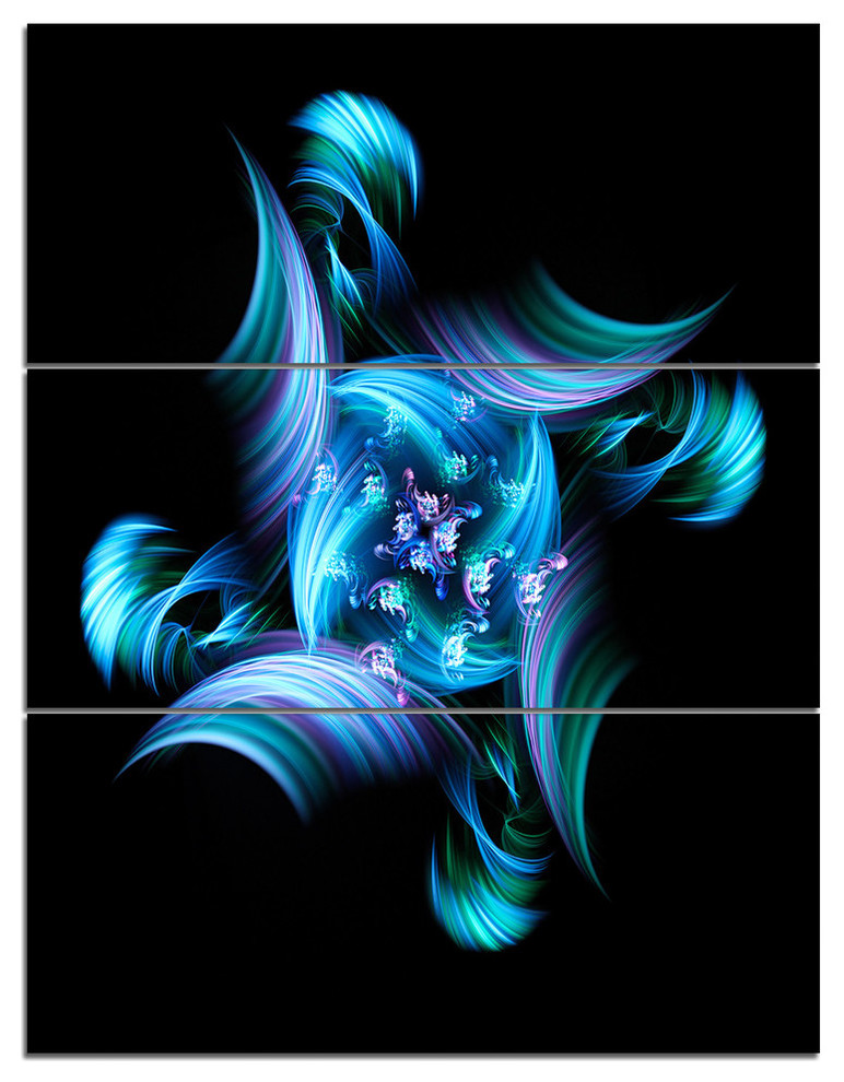 "MultiColored Blue Stained Glass" Metal Wall Art, 3 Panels, 28"x36